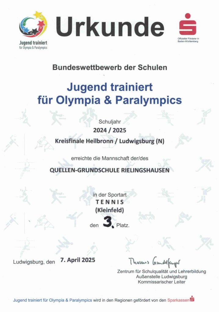 Starker Auftritt der Quellen-Grundschule bei „Jugend trainiert für Olympia“ Tennis